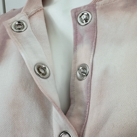 Pink White Snap Button Sweatshirt Jacket Size M NWT | 525 America - Picture 6 of 7